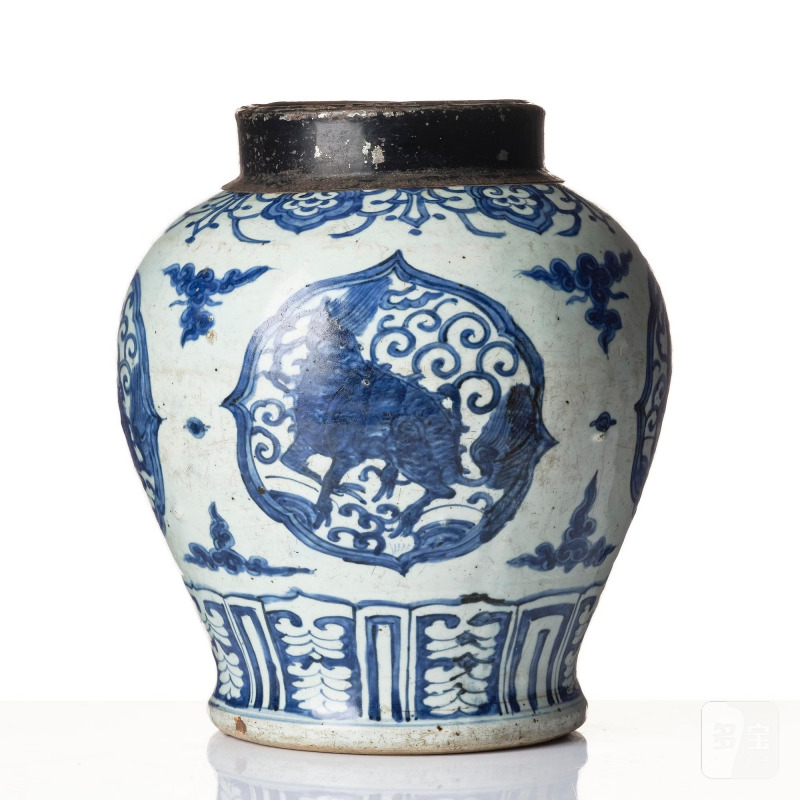 A blue and white jar, - 图5